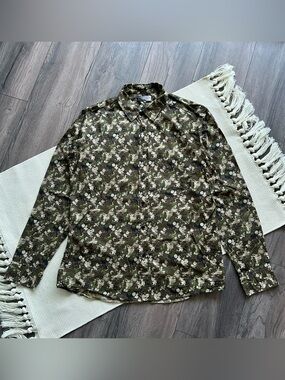 Isabel Marant Green Camouflage Pattern Button Down Shirt